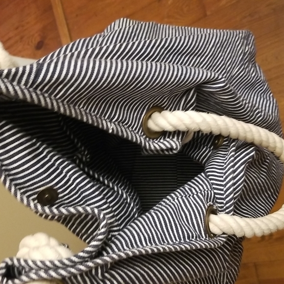 Blue & White striped nautical totes bag - Picture 7 of 10